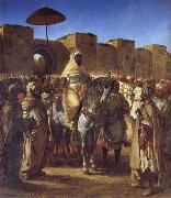 Eugene Delacroix Mulay Abd al-Rahman,Sultan of Morocco,Leaving his palace in Meknes,Surrounded by his Guard and his Chief Officers oil painting artist
